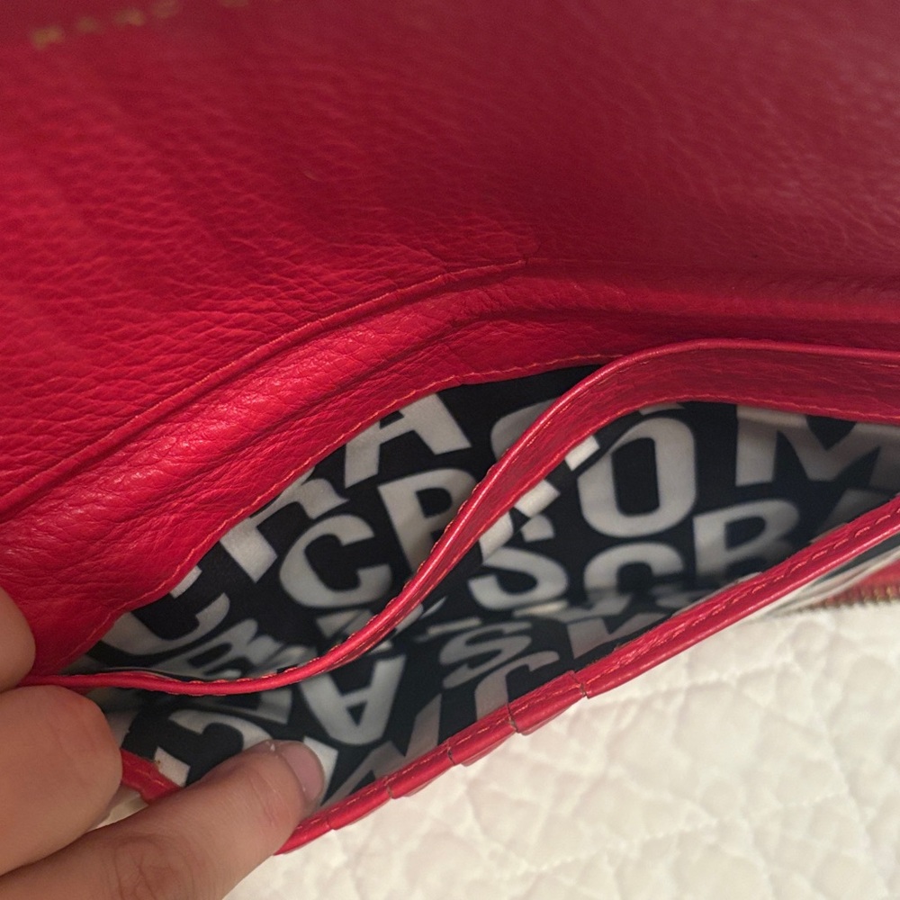 LOW START $299EUC Marc Jacobs Cherry Red Wallet with Gold Accents - Picture 9 of 9